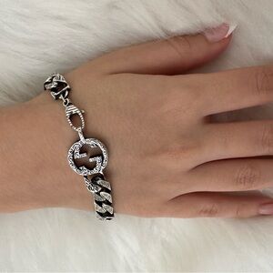 Gucci Silver and Black Chain Bracelet authentic 100%